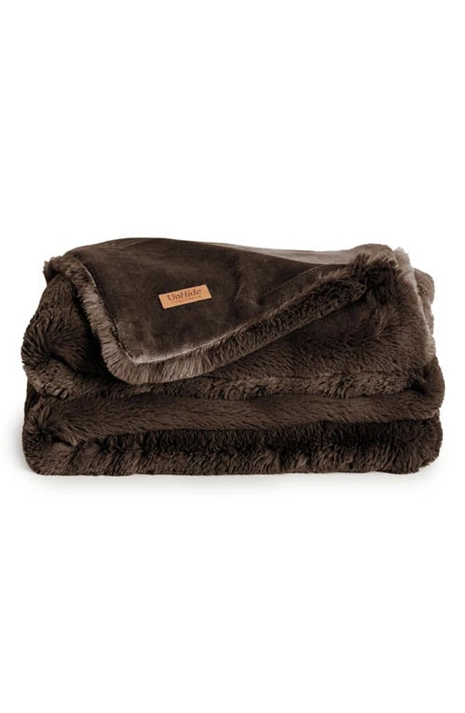 UnHide The Marshmallow 2.0 Medium Faux Fur Throw Blanket in Chocolate Hare at Nordstrom