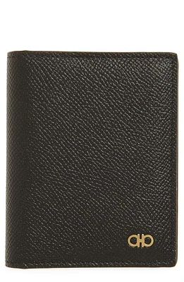 FERRAGAMO Double Gancio Tall Leather Wallet in Nero Nero at Nordstrom