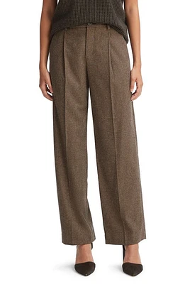 Vince Pleated Houndstooth Straight Leg Pants in Black/Camel at Nordstrom, Size 6