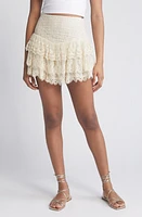 LoveShackFancy Limina Broderie Anglaise Tiered Miniskirt Cream at Nordstrom,