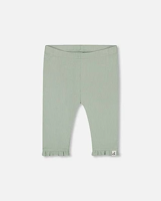 Deux Par Deux Baby Girl's Rib Capri Legging With Frill Frosty Green at Nordstrom