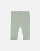 Deux Par Deux Baby Girl's Rib Capri Legging With Frill Frosty Green at Nordstrom