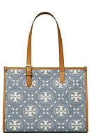 Tory Burch Small T Monogram Denim Tote in Blue Multi at Nordstrom