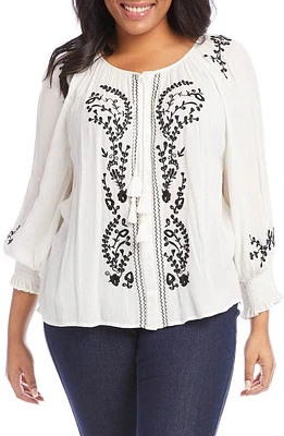 Karen Kane Embroidered Peasant Top Off White at Nordstrom,