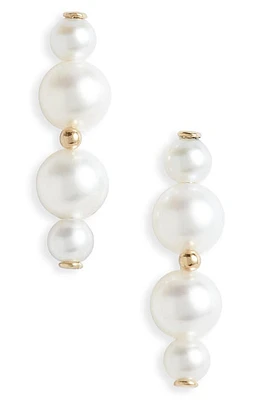 Poppy Finch Duo Cultured Pearl Bar Stud Earrings in Gold at Nordstrom