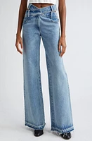 MONSE Crisscross Waist Raw Hem Wide Leg Jeans in Indigo at Nordstrom, Size 0