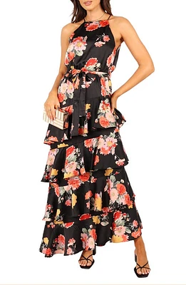 Petal & Pup Sarona Floral Belted Maxi Dress Black at Nordstrom,