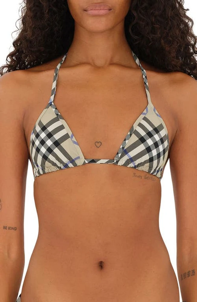 burberry Classic Check Triangle String Bikini Top Lichen Ip at Nordstrom,