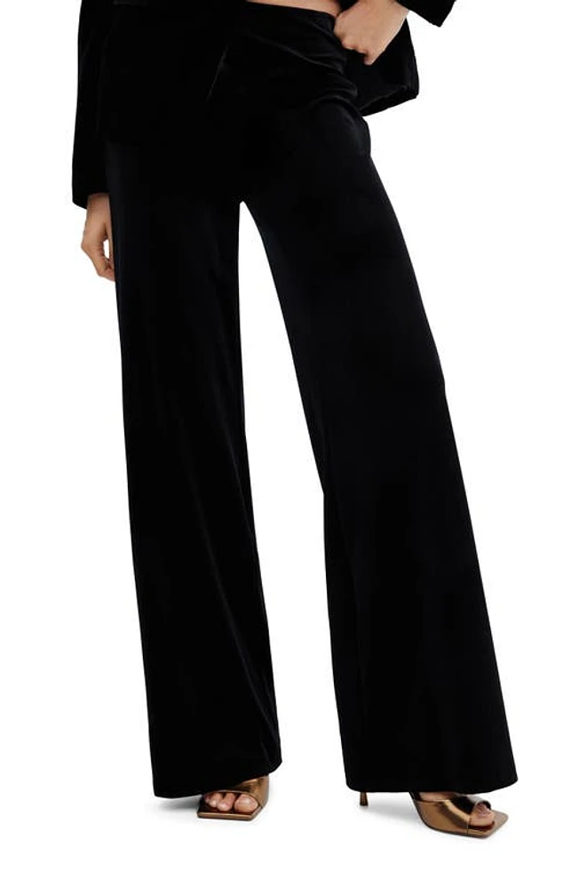 MANGO High Waist Flare Velvet Pants in Black at Nordstrom, Size X-Small