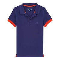 Vilebrequin Kids' Cotton Solid Polo in Minuit at Nordstrom, Size 14S