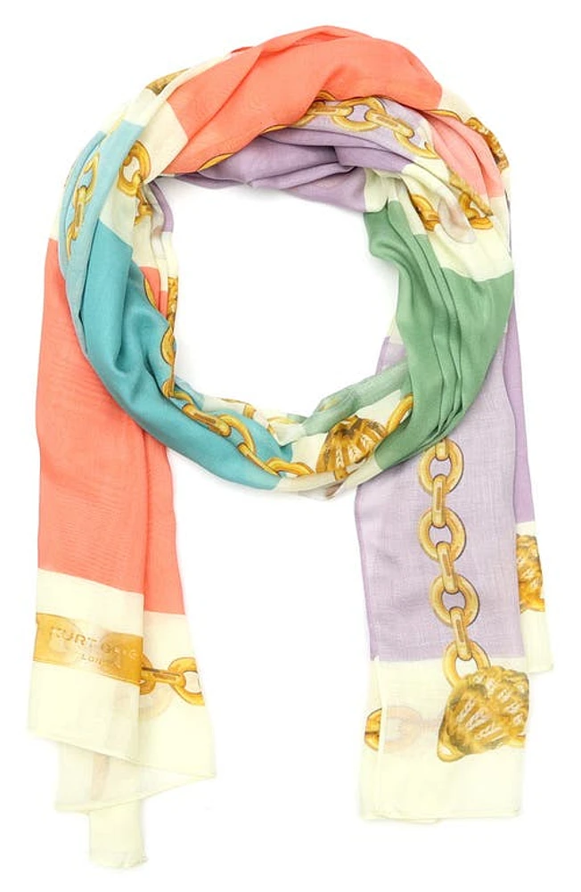 Kurt Geiger London Pearl & Stripe Oblong Scarf in Bone Multi at Nordstrom