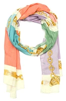 Kurt Geiger London Pearl & Stripe Oblong Scarf in Bone Multi at Nordstrom