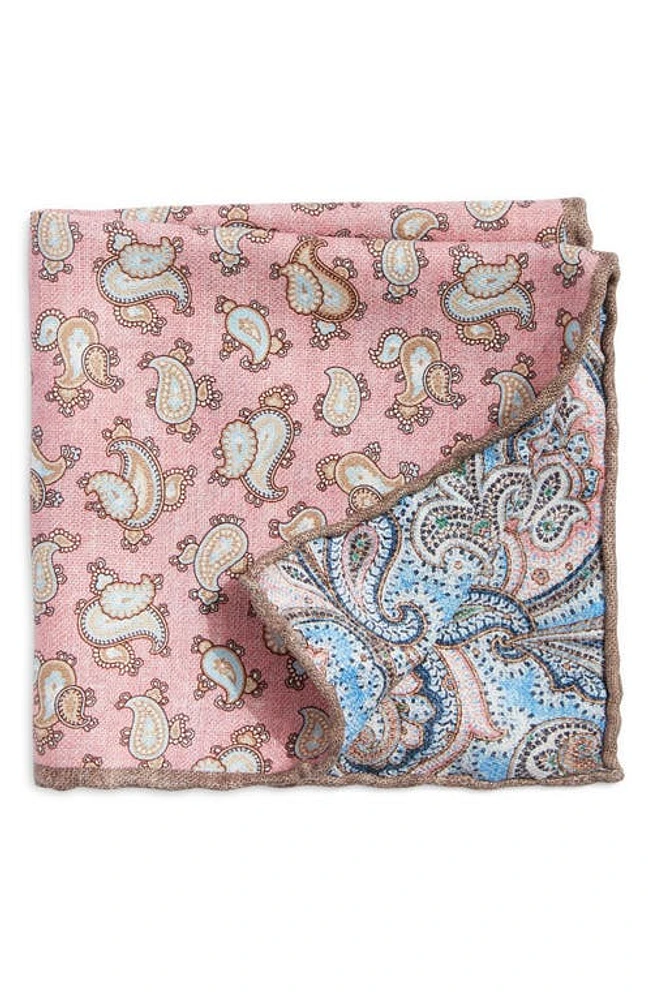 EDWARD ARMAH Paisley Reversible Silk Pocket Square in Pink at Nordstrom