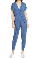 Loveappella Short Sleeve Wrap Top Jumpsuit at Nordstrom,