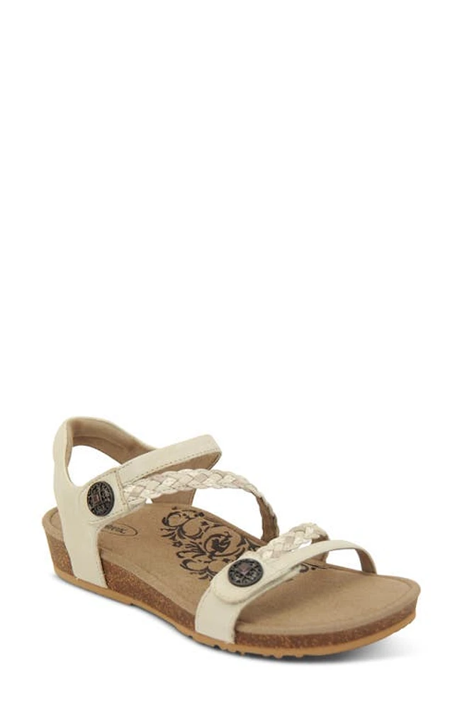 Aetrex Jillian Braided Leather Strap Sandal in Ivory at Nordstrom, Size 5.5