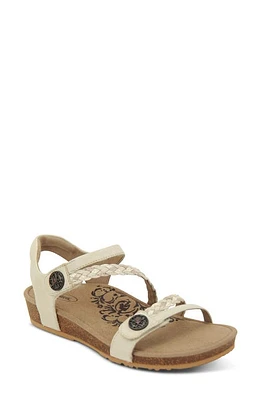 Aetrex Jillian Braided Leather Strap Sandal in Ivory at Nordstrom, Size 5.5