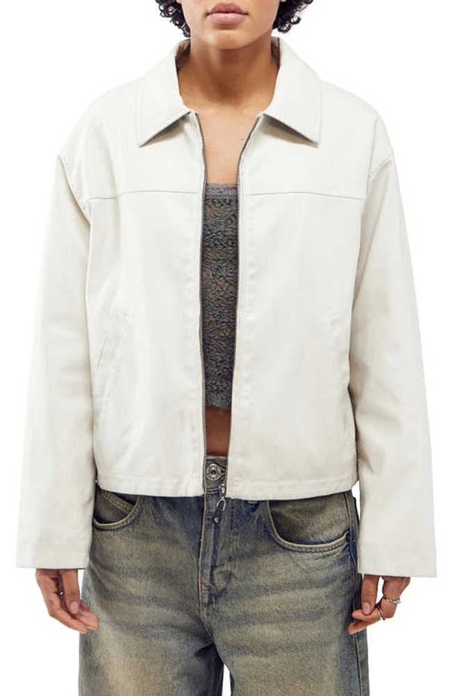 BDG Urban Outfitters Crop Faux Leather Jacket Ecru at Nordstrom,