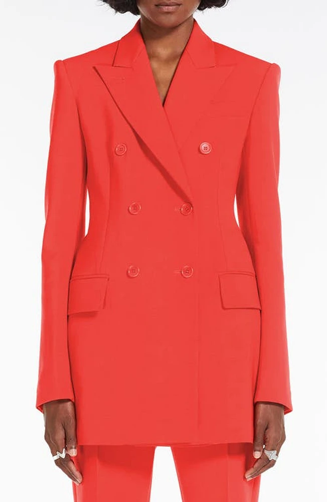 SPORTMAX Double Breasted Stretch Virgin Wool Blazer Coral at Nordstrom,