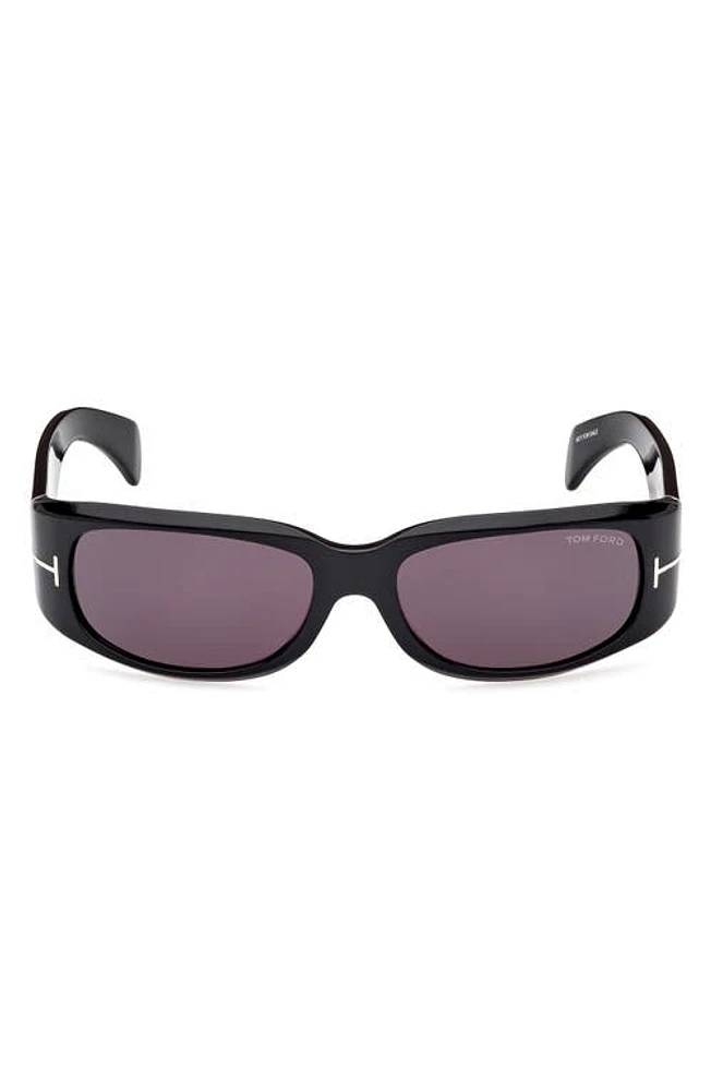 TOM FORD Corey 59mm Square Sunglasses in Shiny Black /Smoke at Nordstrom