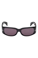 TOM FORD Corey 59mm Square Sunglasses in Shiny Black /Smoke at Nordstrom