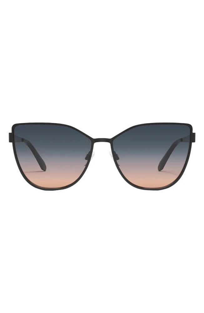 Quay Australia In Pursuit 64mm Gradient Cat Eye Sunglasses in Black /Smoke Coral at Nordstrom