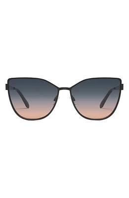 Quay Australia In Pursuit 64mm Gradient Cat Eye Sunglasses in Black /Smoke Coral at Nordstrom