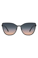 Quay Australia In Pursuit 64mm Gradient Cat Eye Sunglasses in Black /Smoke Coral at Nordstrom