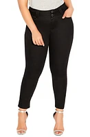 City Chic Asha High Waist Ankle Skinny Jeans Black at