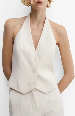 MANGO Halter Suit Vest Ecru at Nordstrom,