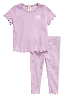 Tucker + Tate Cotton Blend Short Sleeve Top & Leggings Set Purple Lupine Mini Garden at Nordstrom,