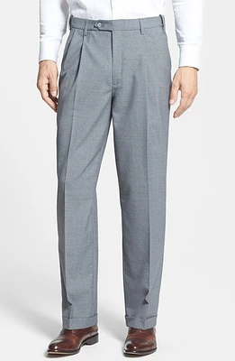 Berle Self Sizer Waist Plain Weave Flat Front Washable Trousers Light Grey at Nordstrom, X