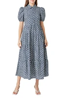 English Factory Geo Print Short Sleeve Cotton Shirtdress Navy Multi at Nordstrom,