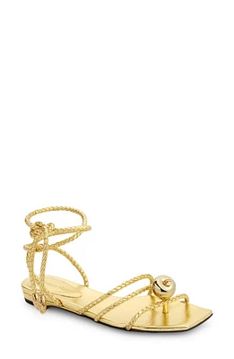 Bottega Veneta Adam Ankle Wrap Flat Sandal Gold at Nordstrom,