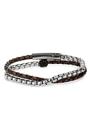 Jonas Studio Braided Leather & Chain Double Wrap Bracelet in at Nordstrom