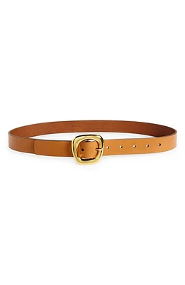 Madewell Puffed Buckle Leather Belt in Desert Camel at Nordstrom, Size Xx-Small