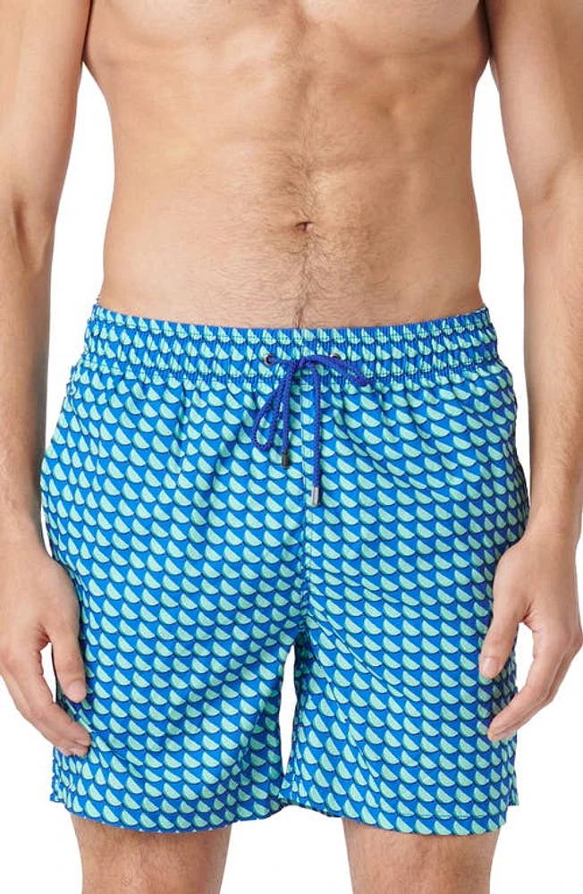 Bugatchi Print Swim Trunks Menthol at Nordstrom,