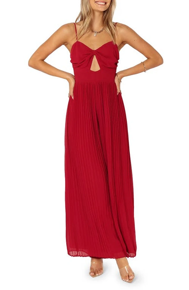 Petal & Pup Alice Pleated Wide Leg Jumpsuit Red at Nordstrom,