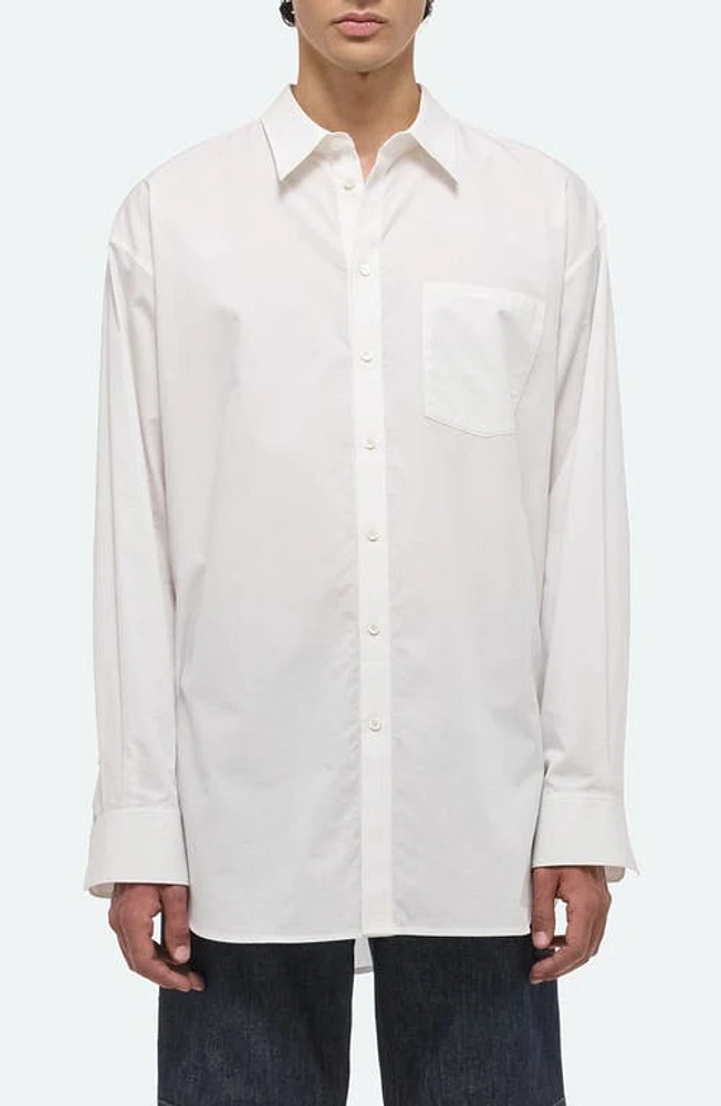 Helmut Lang Oversize Cotton Poplin Button-Up Shirt White at Nordstrom,