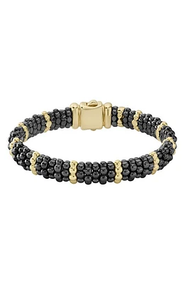 LAGOS Gold & Black Caviar Station Bracelet in Gold/Black at Nordstrom, Size Medium