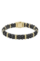 LAGOS Gold & Black Caviar Station Bracelet in Gold/Black at Nordstrom, Size Medium