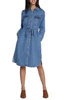 Wash Lab Denim Chloe Long Sleeve Belted Shirtdress Blue Cloud at Nordstrom,