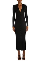 TOM FORD Metallic Long Sleeve Rib Sweater Dress Black at Nordstrom,