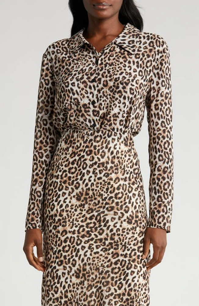 WAYF Sussex Button-Up Shirt Leopard at Nordstrom,