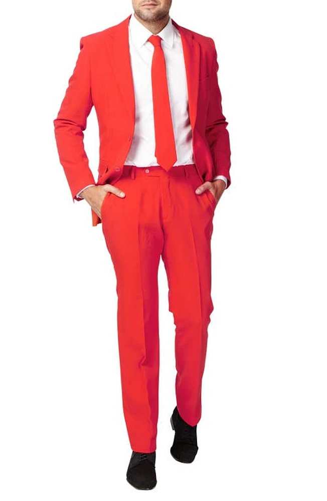 OppoSuits OppoSuit 'Red Devil' Trim Fit Two-Piece Suit with Tie Medium Red at Nordstrom,