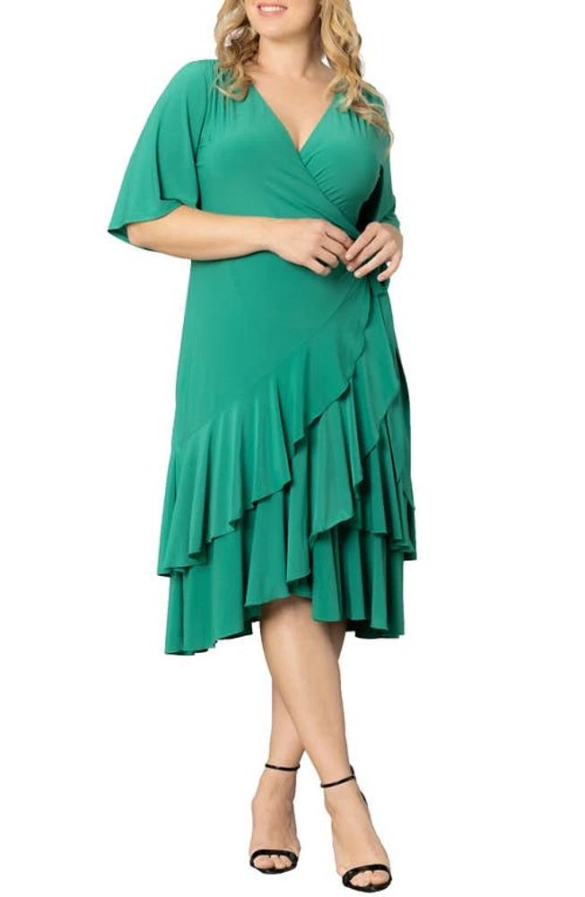 Kiyonna Miranda Wrap Dress Emerald Green at Nordstrom,