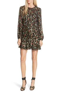 Veronica Beard Robin Silk Blend Jacquard Minidress in Black Multi at Nordstrom, Size 12