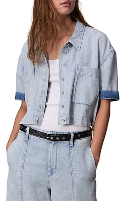 rag & bone Lenna Crop Featherweight Denim Button-Up Shirt Aliah at Nordstrom,