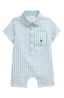 Tucker + Tate Embroidered Pocket Romper Blue Falls Catalina Check at Nordstrom,