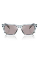 Prada 54mm Polarized Rectangular Sunglasses in Transparent Azure at Nordstrom