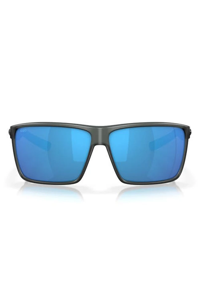 Costa Del Mar Rincon 63mm Polarized Oversize Rectangular Sunglasses in Blue Mirror at Nordstrom